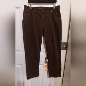 Talbots Women's Straight Leg Corduroy Pants in Deep Brown